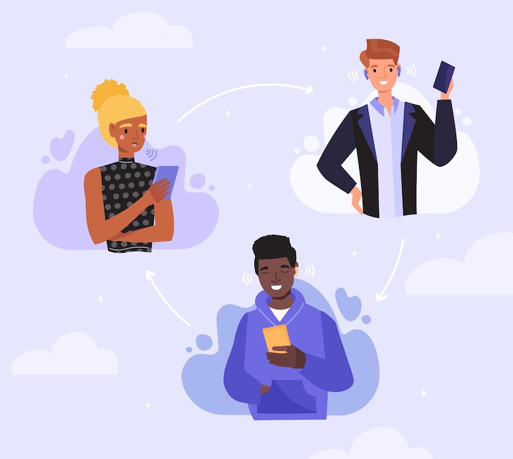 Vecteur les gens utilisent des messages vocaux pour communiquer un message vocal de concept d'application de conversation de chat audio dans les réseaux sociaux