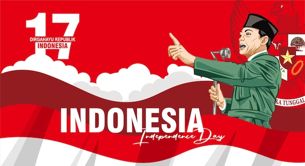 Vecteur les gens de vecteur célèbrent le jour de lindépendance indonésienne ou dirgahayu kemerdekaan indonésie