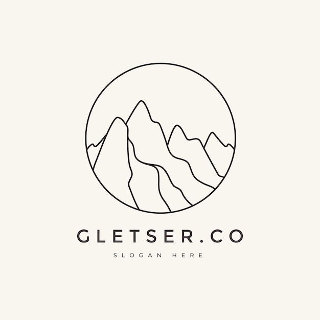 Géologie Extérieure De La Montagne De Glace Concept Vectoriel Ligne Logo Design Graphique Vectoriel