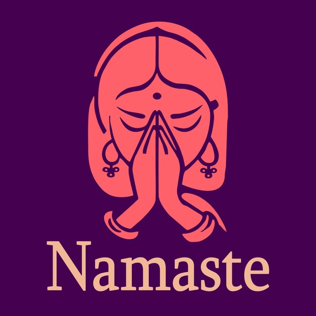 Geste de namaste dessiné à la main.