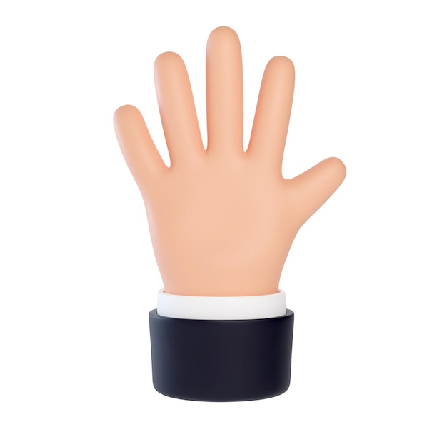 Gestes de la main d'affaires 3D Paume ouverte 3D Main ouverte tendue montrant cinq doigts