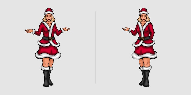 Gestes De Miss Santa Pour La Publicité De Noël