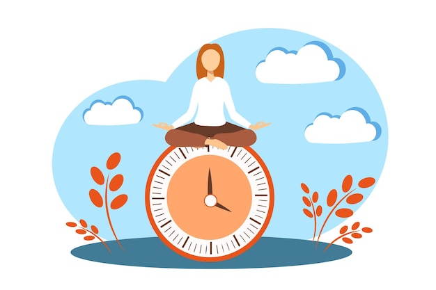 Gestion du temps Femme assise sur l'horloge