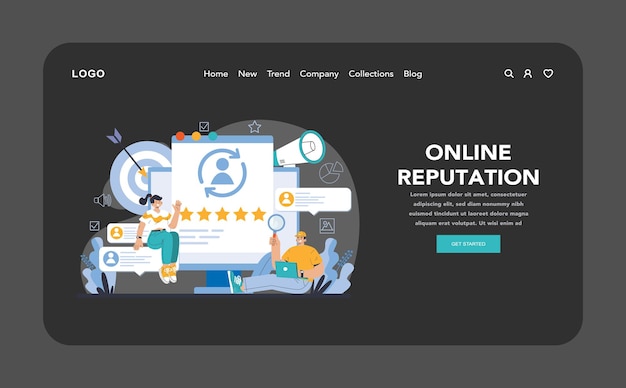 Gestion de la réputation Web en mode sombre ou nocturne ou relation d'atterrissage avec le client du public ciblé