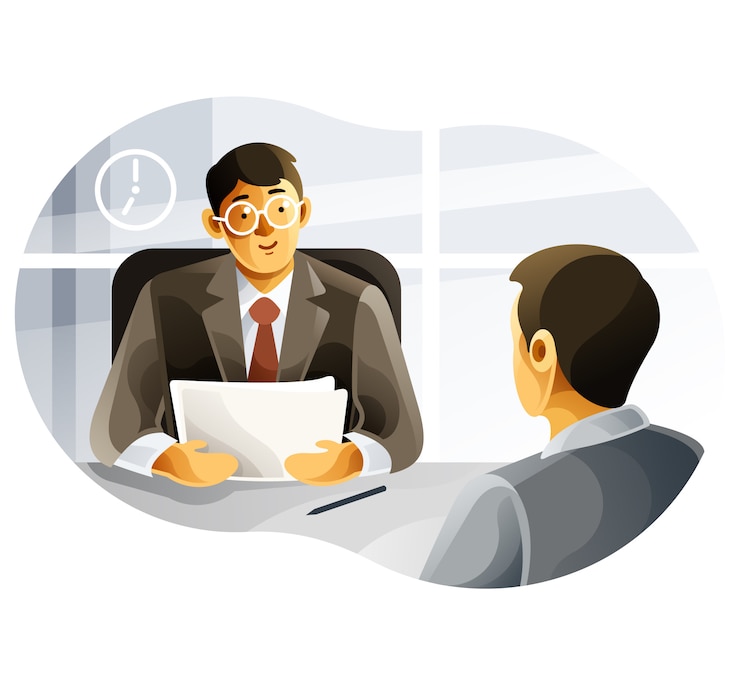 Vecteur les gestionnaires des ressources humaines interviewent les candidats
