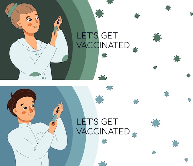 Get Vaccinated Banner Covid19 Vaccins Vector Banner Design