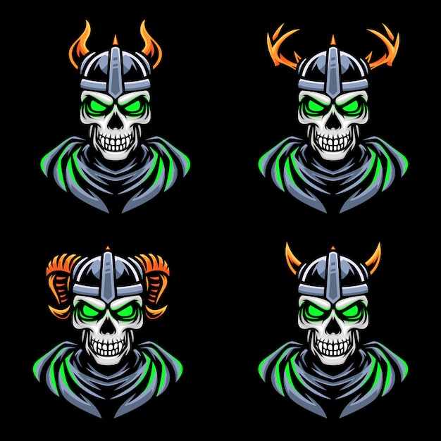 Vecteur ghost skull viking esport gaming