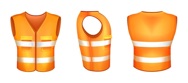 Gilet De Sécurité Orange Réaliste Avec Bande Réfléchissante. Uniforme De  Protection à Rayures Fluorescentes Ou Vêtements Haute Visibilité Pour Les  Travailleurs. Gilet Haute Visibilité. Vêtements De Travail De Protection  Individuelle Fluorescents.