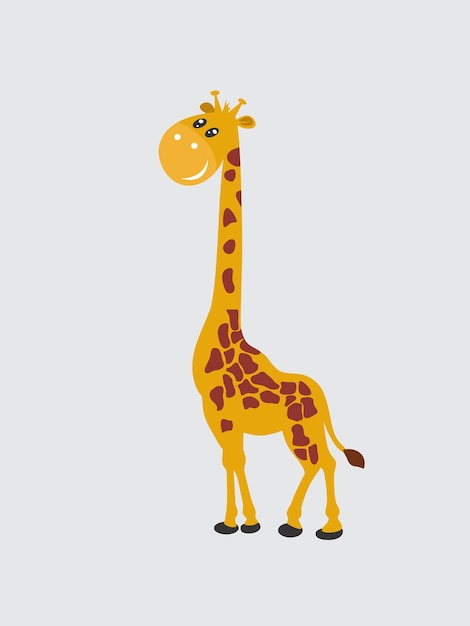 Vecteur girafe au design amusant, personnage 2d et plat