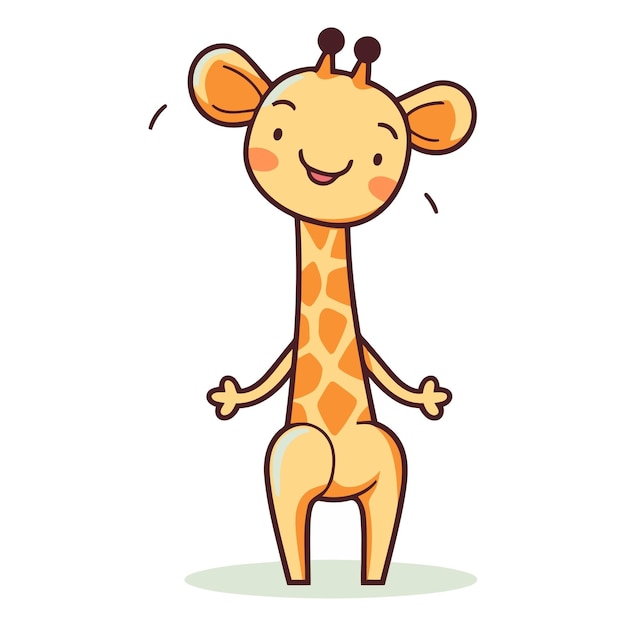 Vecteur une girafe de dessin animé isolée sur un fond blanc