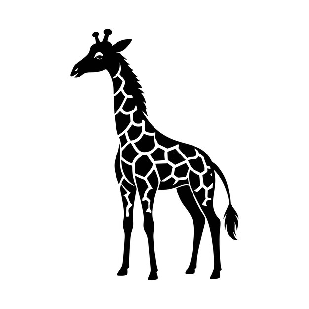 Une Girafe Avec Un Dessin En Noir Et Blanc Sur Fond Blanc