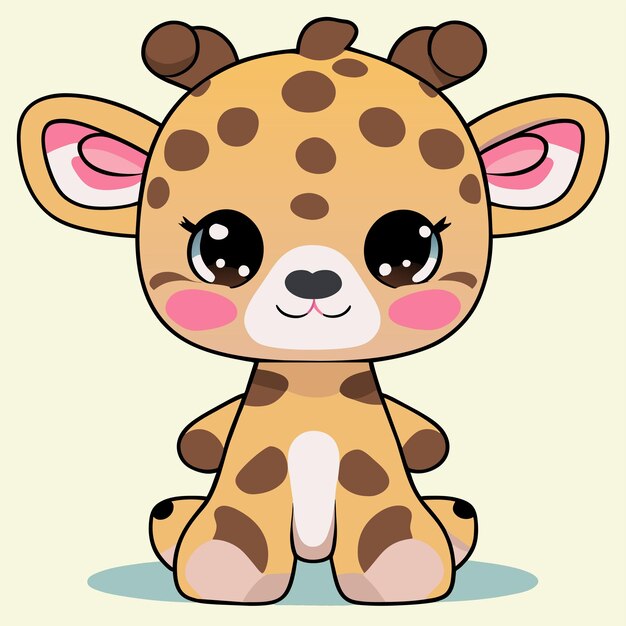 Vecteur girafe mignonne dessin animé dessiné à la main autocollant icône concept illustration isolée