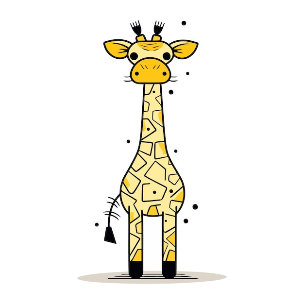 Girafe mignonne en style dessin animé Illustration vectorielle isolée sur fond blanc