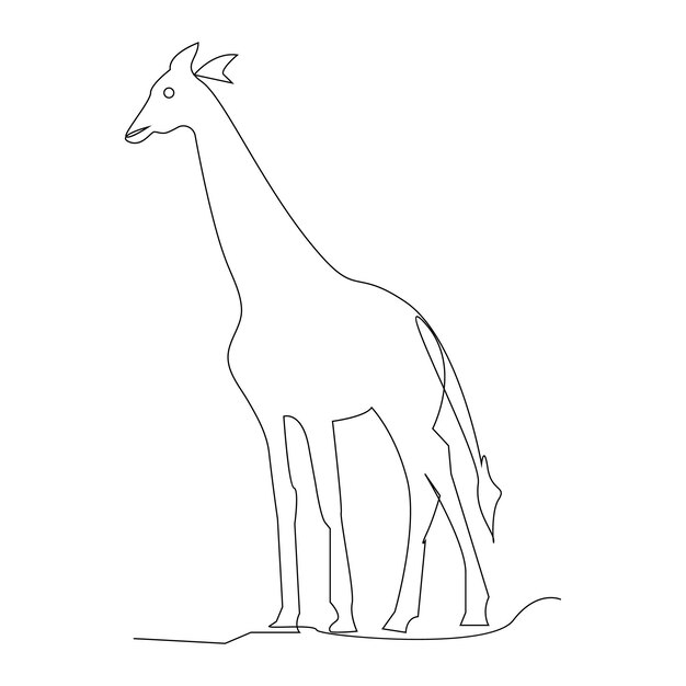 Giraffe Dessin D'art Vectoriel à Contour Continu D'une Ligne Et Conception Minimaliste Simple