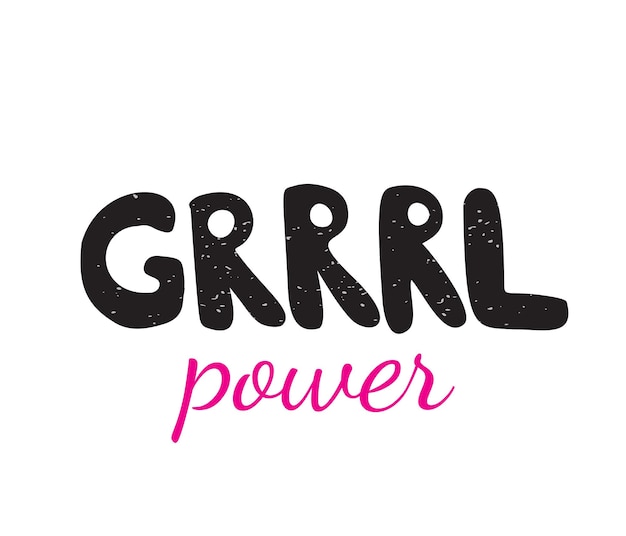 Vecteur girl power citation concept de lettrage vectoriel manuscrit. citation féministe pour bannière, carte, impression, t-shirt isolé sur fond blanc