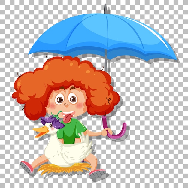 A, Girl, Tenue, Parapluie, Dessin Animé