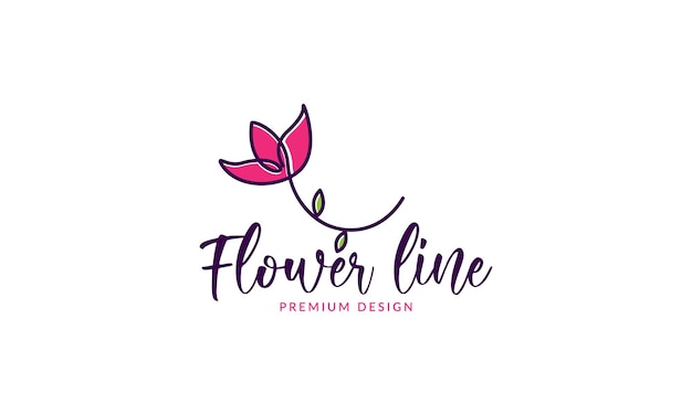 Girly Fleur Lignes Art Rose Logo Design Vecteur Icône Symbole Illustration