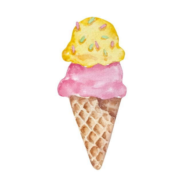 Glace à l'aquarelle dans une tasse à cône