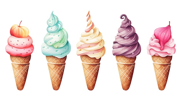 Glace aquarelle sur fond blanc