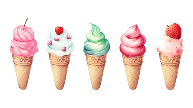 Glace Aquarelle Sur Fond Blanc