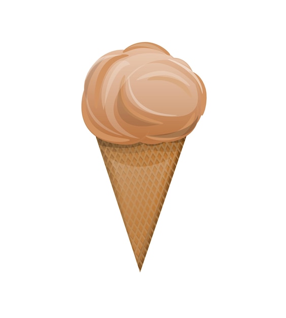 Glace Au Chocolat Dans Une Coupe à Gaufres En Style Cartoon Isolé Sur Fond Blanc Illustration Vectorielle