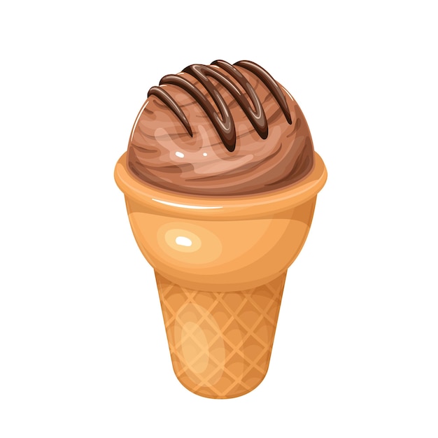 Glace Au Chocolat Dans Une Illustration Vectorielle De Gaufre Cup.