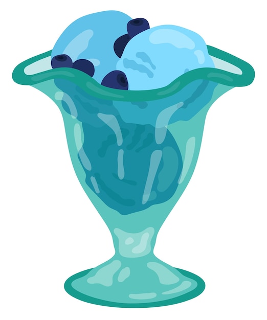 Glace Aux Bleuets Dans Un Vase En Verre. Illustration Vectorielle Dessinée à La Main.