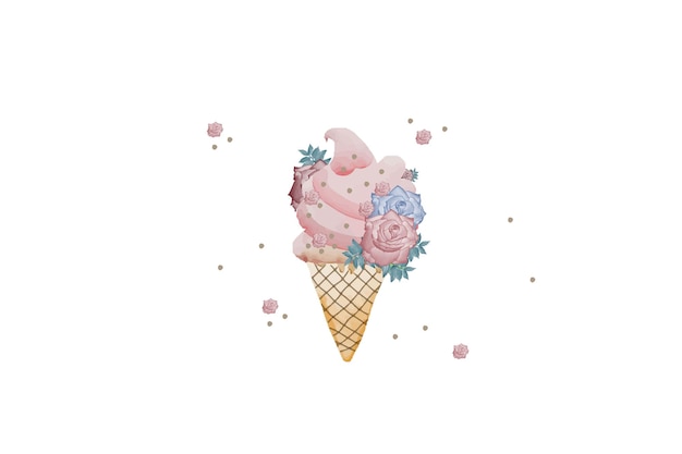 Glace florale aquarelle isolé sur fond blanc