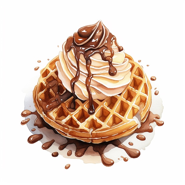 glace à la gaufre aquarelle sur l'illustration du dessus