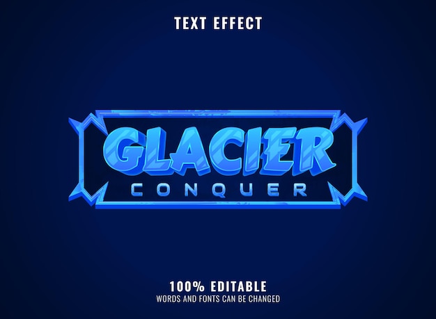 Glacier Conquérir L'effet De Texte Du Titre Du Logo Des Jeux Rpg De Glace Fantastique