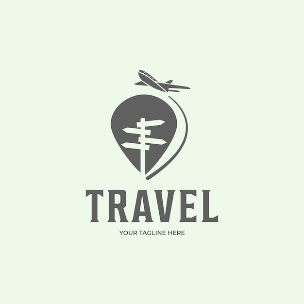 Vecteur globe avion avion vintage icône logo minimaliste vector illustration design