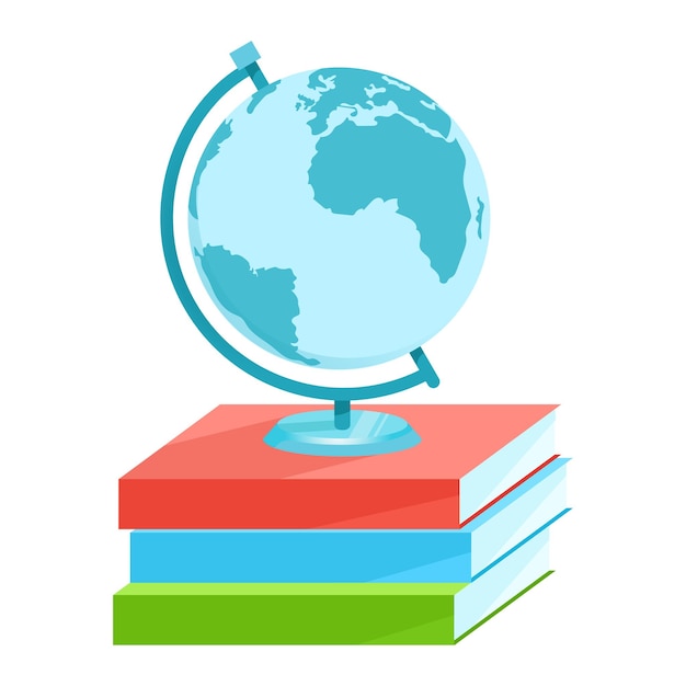Le globe bleu se tient sur des livres