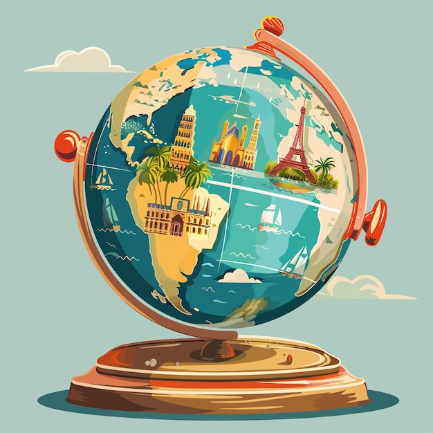Vecteur un globe avec une carte du monde dessus