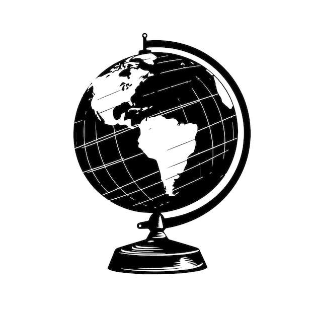 Globe dessiné à la main sur l'illustration vectorielle blanche