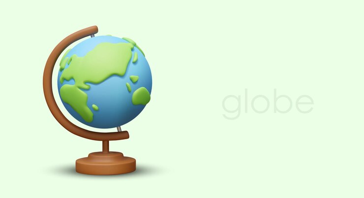 Globe réaliste dans le style de dessin animé Accessoires scolaires pour l'étude de la géographie