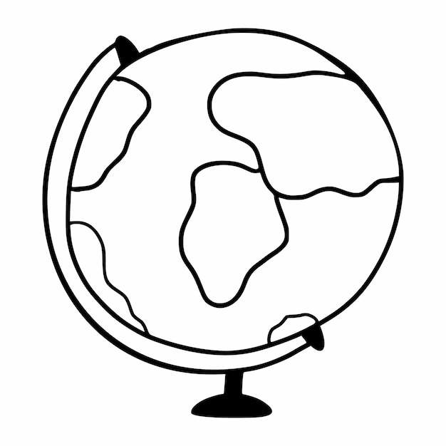 Globe Scolaire Dans Le Style De Doodle Icône De Ligne Vectorielle Globe