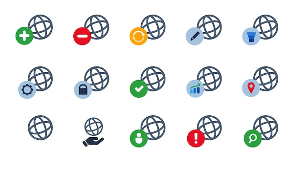 Le Globe Terrestre Est Un Ensemble D'icônes, De Symboles, D'internet, De Planètes Interconnectées.