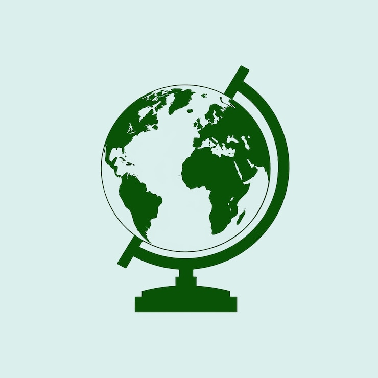 Vecteur un globe vert avec une flèche verte pointant vers la gauche