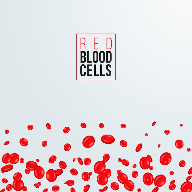 Globules rouges qui coule, érythrocyte sur fond blanc, concept de soins de santé, illustration vectorielle