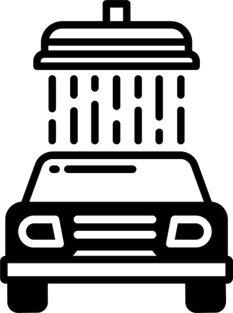 Glyphe de lavage de voiture et illustration vectorielle de ligne