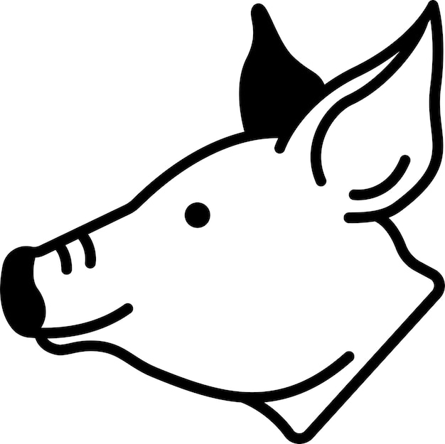 Glyphe De Visage De Cochon Et Illustration Vectorielle De Ligne