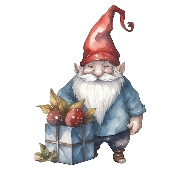 Un gnome avec une boîte cadeau