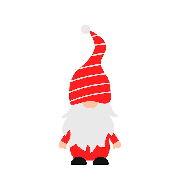 Gnome De Dessin Animé Mignon Pour Noël Ou La Saint-valentin Isolé Sur Blanc Modèle De Vecteur De Caractère Nordique Scandinave Pour Carte De Voeux Bannière Affiche T-shirt Etc.