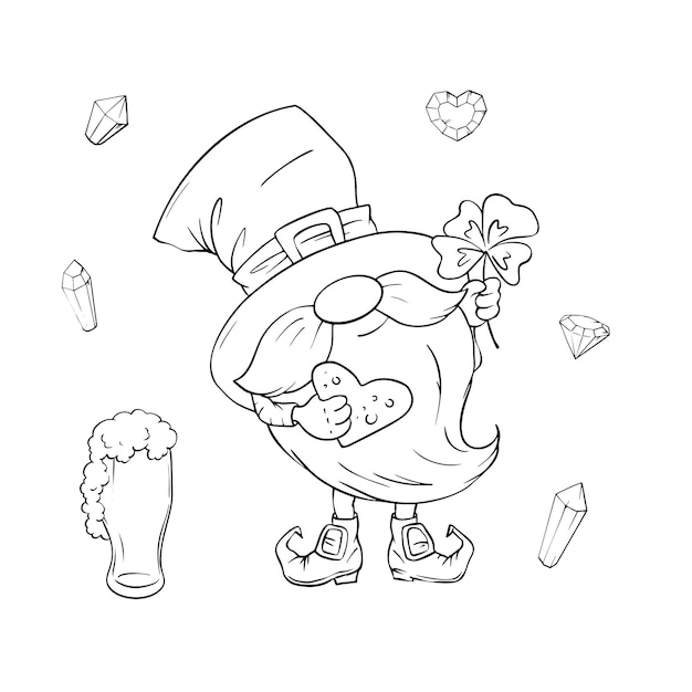 Gnome de dessin animé mignon Saint Patrick Day