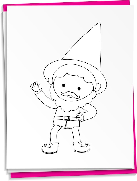 Gnome dessiné à la main sur papier