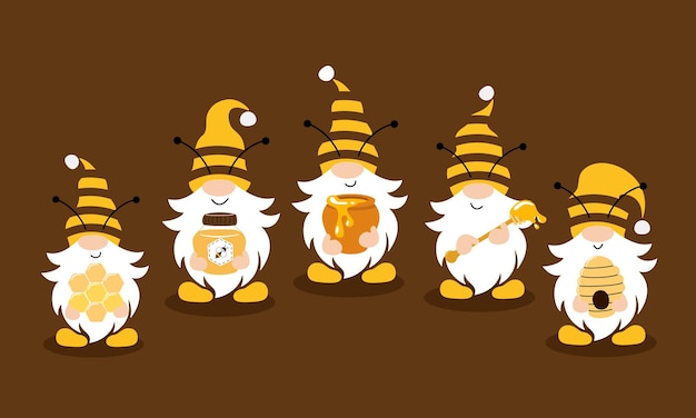 Gnome mignon et abeilles