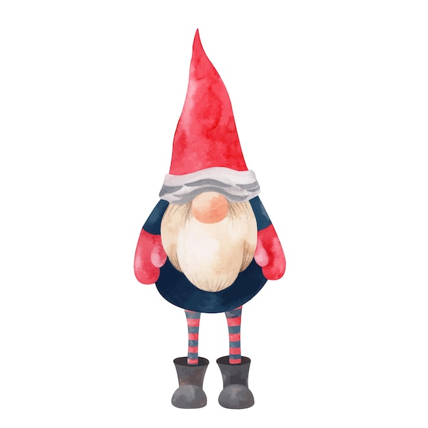 Gnome de Noël aquarelle