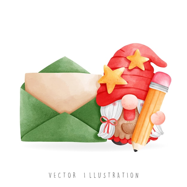 Vecteur gnome de noël, courrier gnome. livraison. illustration vectorielle