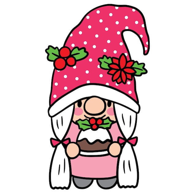 Gnome Noël, Vecteur De Personnage Mignon De Dessin Animé.