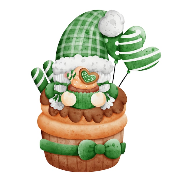 Vecteur gnome st patrick cupcake illustration vectorielle